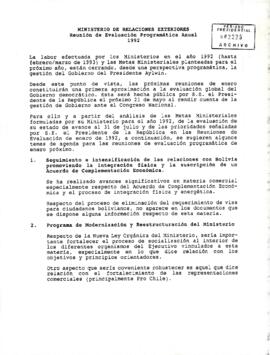 Ministerio de Relaciones Exteriores - Reunión de Evaluación Programática Anual 1992.
