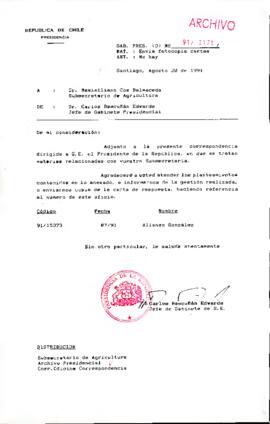 [Se adjunta correspondencia a Subsecretario de Agricultura]