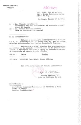 [Oficio  Gab. Pres. Ord. N° 3995 de Jefe de Gabinete Presidencial, remite copia de carta que se indica]