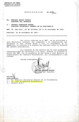 [Copia de Memorandum N°208 de Ministro del Interior, informa]