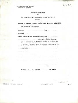 Carta desde la Dirección de Protocolo del Ministerio de Relaciones Exteriores