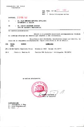 [Se remite carta de Sra. Paola Ramírez a Intendente II región]
