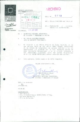 [Oficio del Secretario Regional Ministerial de Vivienda y Urbanismo de la región de Valparaíso dirigido al Jefe de Gabinete Presidencial]