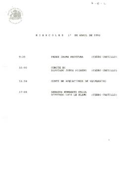 Programa miércoles 1º de abril de 1992