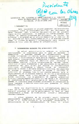 Exposición del Ministro de Obras Públicas a la Comisión Mixta de Presupuesto del Congreso Nacional