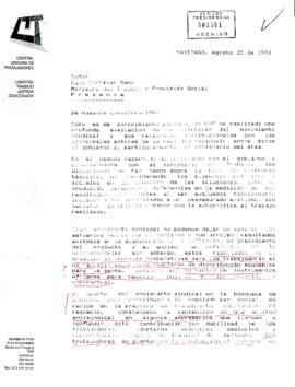 [Carta del Presidente Nacional de la Central Unitaria de Trabajadores dirigida al Ministro del Tr...