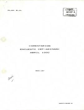 Comentarios encuesta CEP-Adimark abril 1992