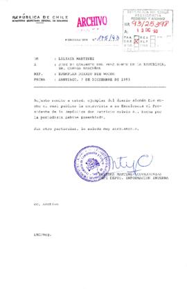 [Memorandum N° 175/93 Ministerio Secretaría General de Gobierno]