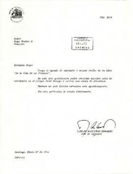 [Se acusa recibo de libro "De la Vida de un Profesor"