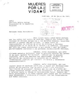 Carta de apoyo al presidente Aylwin después la protesta militar del pasado 28 de mayo, apodada "el boinazo".