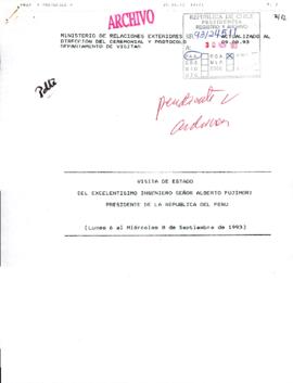 [Programa de la visita del Presidente de Perú, Alberto Fujimori, del año 1993]