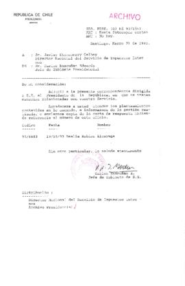 [Oficio Gab. Pres. Ord. N° 1541 de Jefe de Gabinete Presidencial, remite copia de carta que se indica]