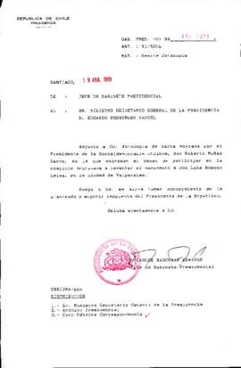 [Carta enviada por el Presidente de la Socialdemocracia chilena, don Roberto Muñoz Barra]