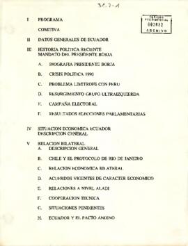 Programa de visita a Ecuador en 1992