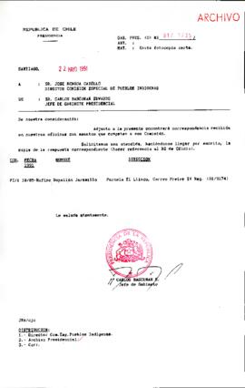[Se remite fotocopia correspondencia a Director Comisión Especial de Pueblos Indígenas]