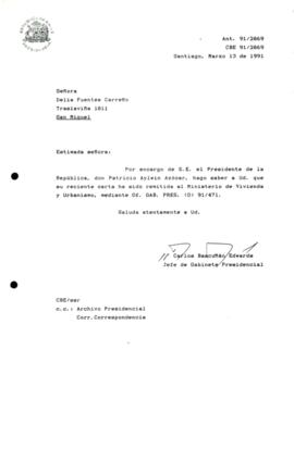 Carta remitida al Ministerio de Vivienda y Urbanismo