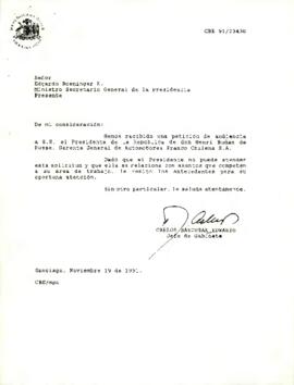 Correspondencia dirigida al Presidente de la República sobre solicitud de audiencia de empresas automotrices