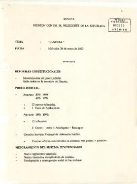 Minuta Reunión con S.E. El Presidente de la República - Tema: Justicia