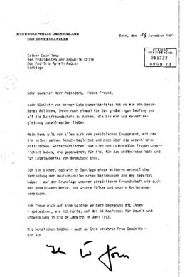 [Carta de agradecimiento de Helmut Kohl]