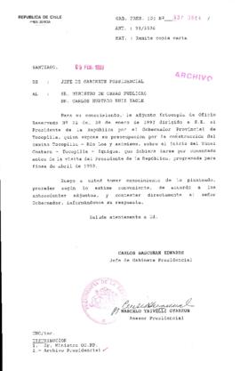 [Oficio  Gab. Pres. Ord. N° 0663  de Jefe de Gabinete Presidencial, remite copia de carta que se indica]