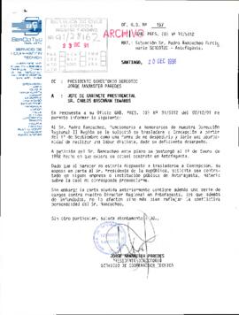 [Responde carta sobre situación de funcionario de SERCOTEC-Antofagasta]