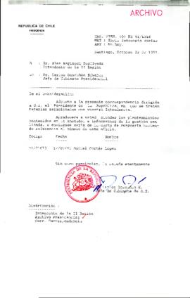 [Oficio del Jefe de Gabinete Presidencial dirigido al Intendente de la II Región, Sr. Blas Espinoza Sepúlveda]