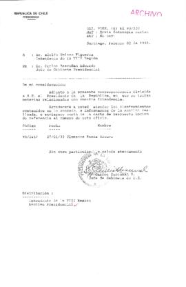 [Oficio  Gab. Pres. Ord. N° 0520  de Jefe de Gabinete Presidencial, remite copia de carta que se indica]