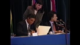 Presidente Aylwin firma el Acuerdo de Santa Cruz de la Sierra en Reunión de Presidentes del MERCOSUR: video