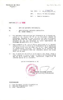 [Carta del Jefe de Gabinete Presidencial a Pedro Correa]