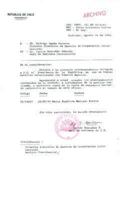 [Carta del Jefe de Gabinete de la Presidencia a Director Ejecutivo de Agencia de Cooperación Internacional]
