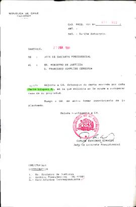 carta enviada por doña Maria Llaguel N. , se solicita se le ayude a recuperar casa de su propiedad. Favor se sirva tomar conocimiento.