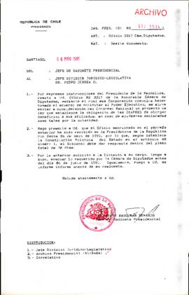 [Se remite Oficio N° 3317 a Jefe División Jurídico-Legislativa]