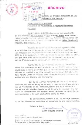 [Solicitud de documentos realizada a SEREMI de Transportes V Región]