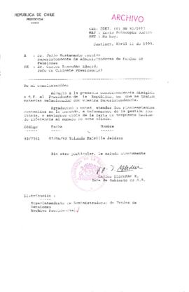 [Oficio Gab. Pres. Ord. N° 1812 de Jefe de Gabinete Presidencial, remite copia de carta que se indica]