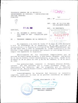 [Carta de Tesorería General de la República a Sr. Ricardo Bustos]