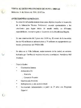Visita del Presidente de la República, Patricio Aylwin Azócar, al Liceo Politécnico de Punta Arenas