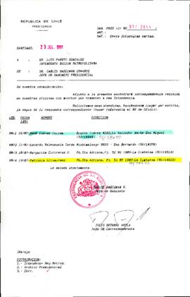 [Se remite correspondencia a Intendente Región Metropolitana]