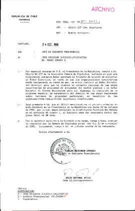 [Oficio del Jefe de Gabinete Presidencial dirigido al Jefe de la División Jurídico Legislativa, Sr. Pedro Correa, referente a Proyecto de Acuerdo]