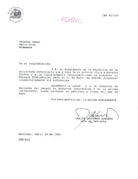 [Carta del Jefe de Gabinete de la Presidencia a Senador Mario Ríos]
