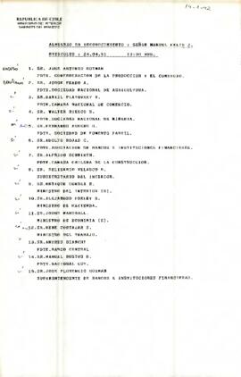 Almuerzo en reconocimiento día miércoles 24 de abril 1991