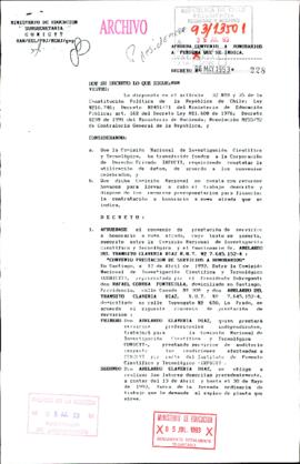 [Decreto N° 288 del Ministerio de Educación en que aprueba convenio a honorarios a funcionario de CONICYT]