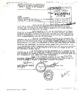 Carta del Comando Provincial de Pobladores y Comité de Allegados Villa Francia de Talca