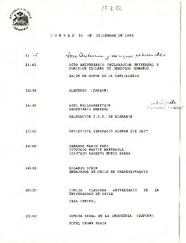 Programa jueves 10 de diciembre de 1992.