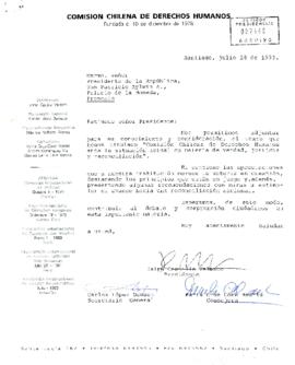 [Carta de la Comisión Chilena de Derechos Humanos adjunta el texto "Comisión de Derechos Humanos ante la situación actual en materia de verdad, justicia y reconciliación"]