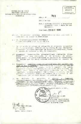 Ord. Nº711 enviada por la Intendencia de la Región Metropolitana al Asesor de la Presidencia de la República, mediante el cual se informa sobre el estado de avance de diversos proyectos de alcantarillado público en la comuna de San Bernardo, postulados al Fondo Nacional de Desarrollo Regional