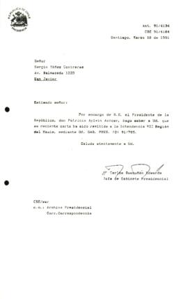 Carta remitida a la Intendencia VII Región del Maulé