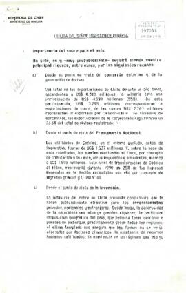 Minuta del Señor Ministro de Minería