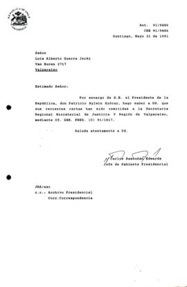 Cartas  remitidas a la Secretaría Regional Ministerial de Justicia V Región de Valparaíso