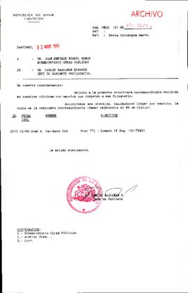 [Se remite fotocopia de correspondencia a Subsecretario de Obras Públicas]