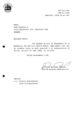 Carta  remitida a la Subsecretaría de Marina